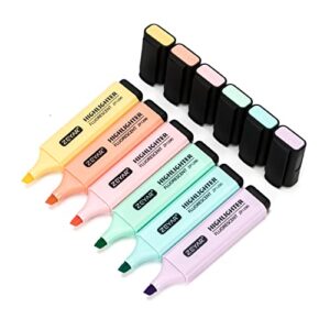 zeyar highlighter, pastel colors chisel tip marker pen, ap certified, assorted colors, water based, quick dry (6 macaron colors)