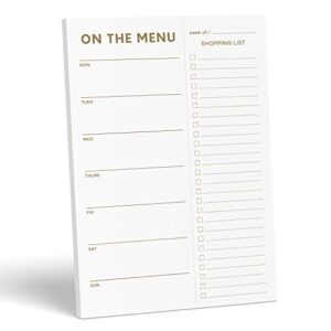 sweetzer & orange gold meal planner and grocery list magnetic notepad. 7×10” meal planning pad with tear off shopping list. plan weekly menu food for weight loss or dinner list for family!