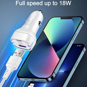 iPhone Fast Charger Kit for iPhone 14/13/12/11 Pro Max, X/XR/XS/SE, 8/7 Plus, 6/6s/5c, Quick Charge 3.0 Wall Plug Cigarette Lighter Car Adapter + Apple MFI Certified USB to Lightning Cable[2Pcs/3FT]