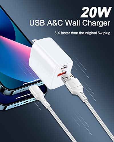 iPhone Fast Charger Kit for iPhone 14/13/12/11 Pro Max, X/XR/XS/SE, 8/7 Plus, 6/6s/5c, Quick Charge 3.0 Wall Plug Cigarette Lighter Car Adapter + Apple MFI Certified USB to Lightning Cable[2Pcs/3FT]