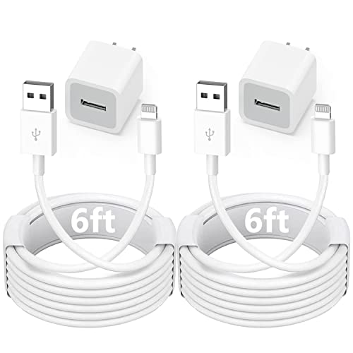 Apple MFi Certified iPhone Charger,2Pack Long 6FT Lightning Cable Cord with Apple Chargers Fast Quick Charging Travel Cube Block USB Wall Adapter for iPhone 11/12/13/14/XS Max/XR/X/8/8 Plus/7/6/SE