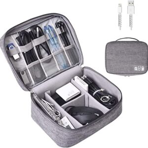 Electronics Organizer, OrgaWise Electronic Accessories Bag Travel Cable Organizer Three-Layer for iPad Mini, Kindle, Hard Drives, Cables, Chargers (Two-Layer-Grey)