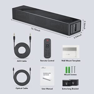 LARKSOUND Small Sound Bar for TV/PC/Gaming, Surround Sound System, Mini TV Speaker Soundbar with Bluetooth/HDMI ARC/Optical/AUX/USB Connections