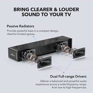 LARKSOUND Small Sound Bar for TV/PC/Gaming, Surround Sound System, Mini TV Speaker Soundbar with Bluetooth/HDMI ARC/Optical/AUX/USB Connections