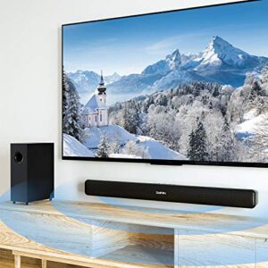 Sound Bar for TV with Subwoofer Deep Bass Soundbar 2.1 CH Home Audio Surround Sound Speaker System with Wireless Bluetooth 5.0 for PC Gaming with Wired Opt/Aux/Coax Connection Mountable 29-Inch