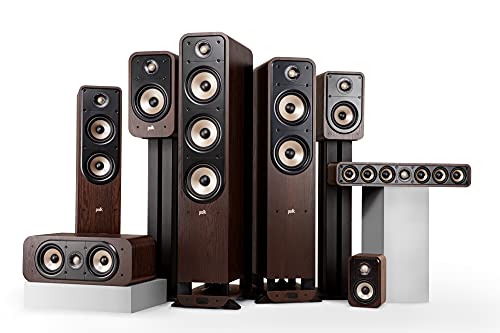 Polk Signature Elite ES35 Slim Center Channel Speaker - Hi-Res Audio Certified, Dolby Atmos & DTS:X Compatible, 1" Tweeter & (6) 3" Woofers, Dual Power Port for Effortless Bass, Contemporary Walnut