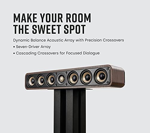 Polk Signature Elite ES35 Slim Center Channel Speaker - Hi-Res Audio Certified, Dolby Atmos & DTS:X Compatible, 1" Tweeter & (6) 3" Woofers, Dual Power Port for Effortless Bass, Contemporary Walnut