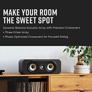 Polk Signature Elite ES30 Center Channel Speaker - Hi-Res Audio Certified and Dolby Atmos & DTS:X Compatible, 1" Tweeter & Two 5.25" Woofers, Dual Power Port for Effortless Bass, Stunning Black