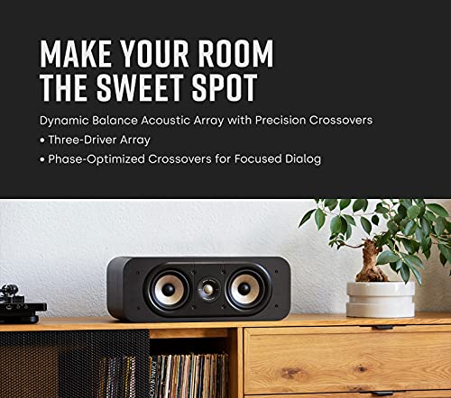 Polk Signature Elite ES30 Center Channel Speaker - Hi-Res Audio Certified and Dolby Atmos & DTS:X Compatible, 1" Tweeter & Two 5.25" Woofers, Dual Power Port for Effortless Bass, Stunning Black