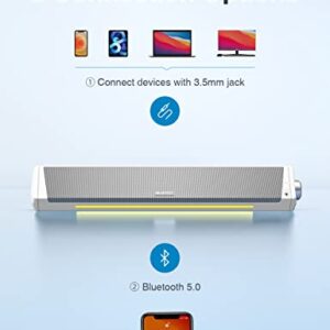 Computer Speakers, Bluetooth Computer Soundbar, HiFi Stereo, 3.5mm Aux-in Connection, USB Powered Computer Speakers for Desktop Monitor, PC, Laptop, Tablets