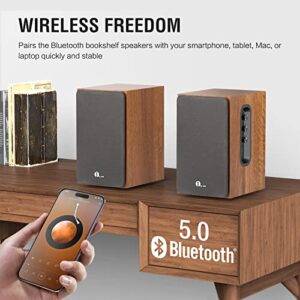 1 BY ONE Bluetooth Bookshelf Speakers, Powered Speakers with 2-Way Active Crossover, 60 Watts RMS, 100 Watts Peak Power, Active Bookshelf Speakers with Bluetooth/RCA x 2/Coaxial/Optical