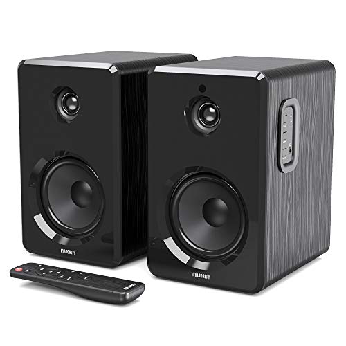 Majority D40 Active Bookshelf Speakers | Powered Stereo Studio Speakers | Powerful Amplified 2.0 Channel Sound | Bluetooth, Optical, RCA, USB & Aux Playback | Digital Controls | HiFi Speakers