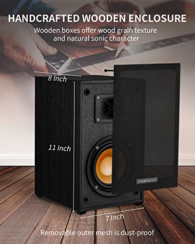 Starfavor 5.25” Passive Bookshelf Speakers Pair, 2-Way Home Stereo Speakers 50 watts RMS, 100 watts Peak Power, 5 inch Wired Audio Speakers for Home Theater -P5