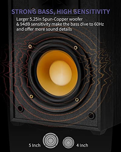 Starfavor 5.25” Passive Bookshelf Speakers Pair, 2-Way Home Stereo Speakers 50 watts RMS, 100 watts Peak Power, 5 inch Wired Audio Speakers for Home Theater -P5