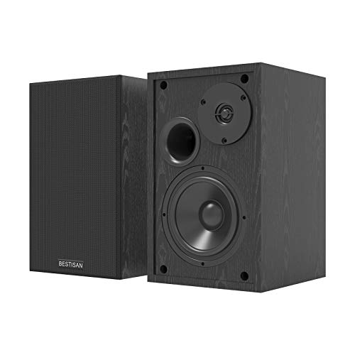 BESTISAN Powered Bookshelf Speakers, Bluetooth 5.0, with Bass Adjustable, 4 Inch Speakers for TV/Computer/Phone/Record Player, 50W Home Studio Speakers, Pair