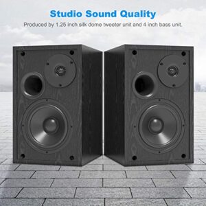 BESTISAN Powered Bookshelf Speakers, Bluetooth 5.0, with Bass Adjustable, 4 Inch Speakers for TV/Computer/Phone/Record Player, 50W Home Studio Speakers, Pair