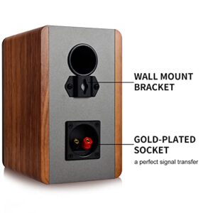 SINGING WOOD T25 Passive 2 Way Bookshelf Speakers with preinstalled Wall Mount Bracket- 4 inch woofer and Silk Dome Tweeter- Receiver or Amplifier Needed to Operate- 60 Watts(Beech Wood-Pair)