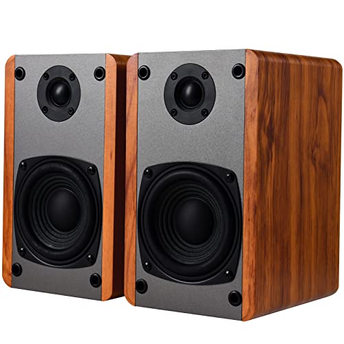 SINGING WOOD T25 Passive 2 Way Bookshelf Speakers with preinstalled Wall Mount Bracket- 4 inch woofer and Silk Dome Tweeter- Receiver or Amplifier Needed to Operate- 60 Watts(Beech Wood-Pair)