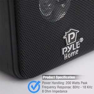 Pyle Home 4” Mini Cube Bookshelf Speakers-Paper Cone Driver, 200 Watt Power, 8 Ohm Impedance, Video Shielding, Home Theater Application and Audio Stereo Surround Sound System - 1 Pair -PCB4BK (Black)
