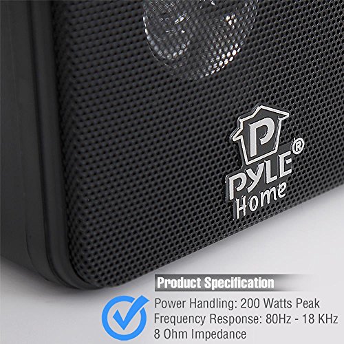 Pyle Home 4” Mini Cube Bookshelf Speakers-Paper Cone Driver, 200 Watt Power, 8 Ohm Impedance, Video Shielding, Home Theater Application and Audio Stereo Surround Sound System - 1 Pair -PCB4BK (Black)