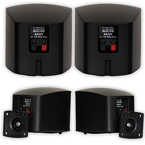 Acoustic Audio AA321B Mountable Indoor Speakers 400 Watts Black Bookshelf Pair