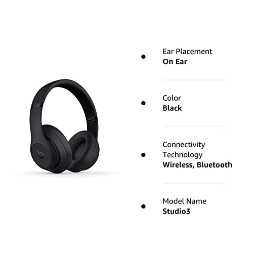 Beats Studio3 Wireless Headphones - Matte Black (Renewed)