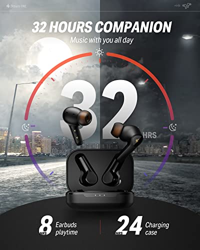 Donner Noise Cancelling Wireless Earbuds, Bluetooth 5.2 Earphones with 4 Mic Clear Calls, 12mm Drivers, App for Custom EQ, 32H Playtime, Fast Charging, Transparency - Dobuds ONE,Black