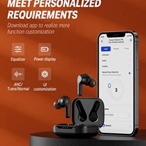 Donner Noise Cancelling Wireless Earbuds, Bluetooth 5.2 Earphones with 4 Mic Clear Calls, 12mm Drivers, App for Custom EQ, 32H Playtime, Fast Charging, Transparency - Dobuds ONE,Black