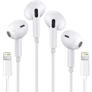 2 pack-iphone earbuds wired lightning headphone【apple mfi certified】in-ear headset stereo noise canceling with built-in microphone & volume control compatible with iphone 13/12/11/se/x/xr/8/7-all ios