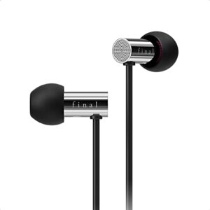final e3000 in-ear headphones, hi-fi sound quality, hires certified, award winning, stainless steel housing, 3.5mm standard plug, natural sound with extended bass, designed in japan