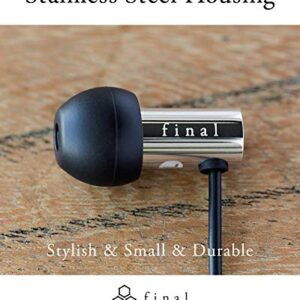 Final E3000 in-Ear Headphones, Hi-Fi Sound Quality, Hires Certified, Award Winning, Stainless Steel Housing, 3.5mm Standard Plug, Natural Sound with Extended Bass, Designed in Japan