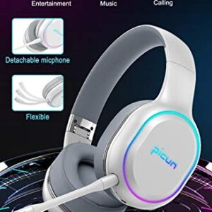 Bluetooth Headphones with Microphone Deep Bass Wireless Headphones Over Ear, Noise Cancelling Headphones, Foldable Headset with Comfortable Protein Earpads, 60 Hours Playtime, for Travel/Work, White