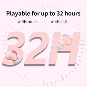 Pink Wireless Earbuds for Girls,Bluetooth Earbuds Hi-Fi Stereo Noise Cancellation Earphones 36H Playtime Bluetooth 5.0 Headphones Touch Control Waterproof Headset with Charging Case/Microphone (Pink)