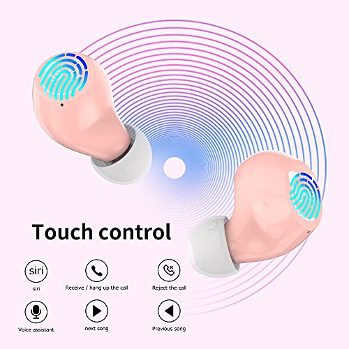 Pink Wireless Earbuds for Girls,Bluetooth Earbuds Hi-Fi Stereo Noise Cancellation Earphones 36H Playtime Bluetooth 5.0 Headphones Touch Control Waterproof Headset with Charging Case/Microphone (Pink)