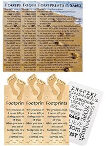 footprints in the sand poem bookmark – and inspirational magnetic bookmarks, pocket size motivational card set | christian cardstock and prayer bookmarks for bible study, book, journal | 7 items