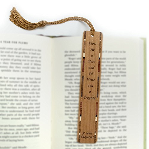 F. Scott Fitzgerald Hero Quote, Engraved Wooden Bookmark - Made in USA