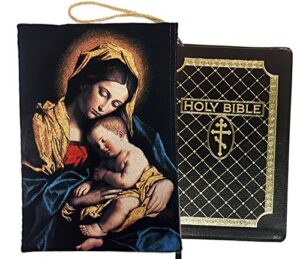 religious madonna and child book bible tapestry pouch case purse 11 1/4 inch