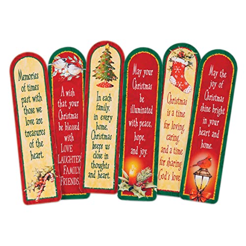 Christmas Greetings Bookmarks Set of 6 - Each Measures 6" Long x 1 1/2" Wide