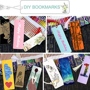 CRAFFANCY Colorful Blank Bookmarks Set, 60 Pieces L Size Mixed Color Bookmarks & 60 Pieces Colorful Tassels Paper Bookmark Set for DIY Projects Gift Supplies (L