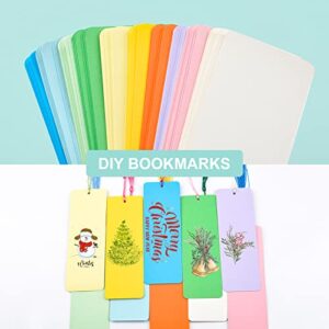 CRAFFANCY Colorful Blank Bookmarks Set, 60 Pieces L Size Mixed Color Bookmarks & 60 Pieces Colorful Tassels Paper Bookmark Set for DIY Projects Gift Supplies (L