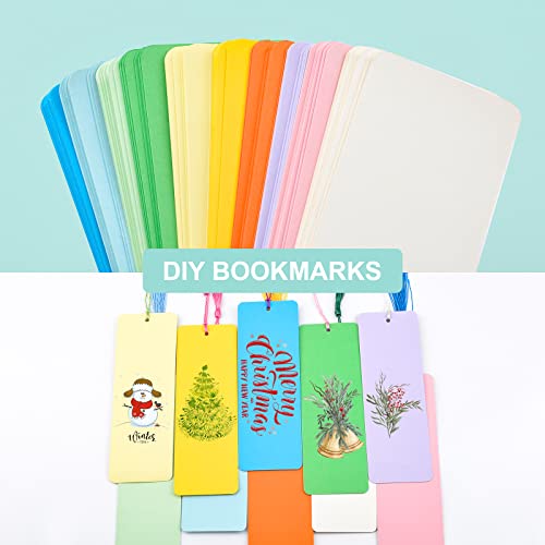 CRAFFANCY Colorful Blank Bookmarks Set, 60 Pieces L Size Mixed Color Bookmarks & 60 Pieces Colorful Tassels Paper Bookmark Set for DIY Projects Gift Supplies (L