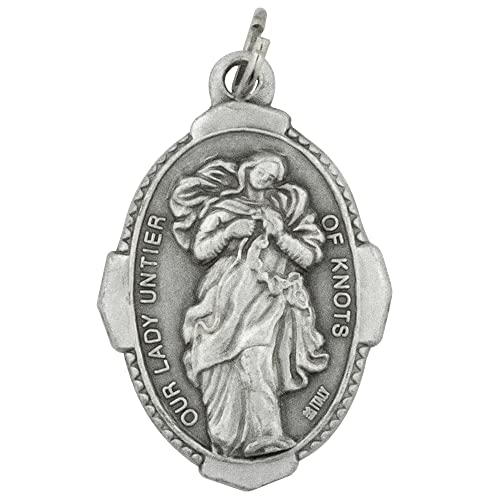 Silver-Tone Saint Medal Pendants | Comes with Prayer Card | Great Catholic Gift for Baptism, First Holy Communion, and Confirmation | Christian Accessory | Made in Italy (Our Lady Undoer of Knots)