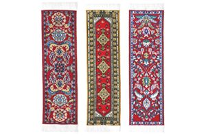 oriental carpet bookmarks – antique red collection – 3 designs – beautiful, elegant, woven cloth bookmarks! best gifts & stocking stuffers for men,women,teachers & librarians!