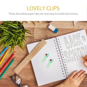 6Pcs Paper Clips Fruit-shape Bookmarks Paper Clamp Flexible Large Office Paperclips for Office School and Personal Use, avocado shape