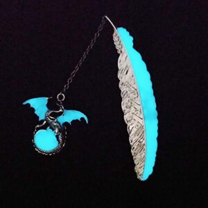 Luminous Bookmarks for Book Lovers 3D Feather Metal Feather Book Marks for Women Glow in The Dark Bookmarks (Elephant)