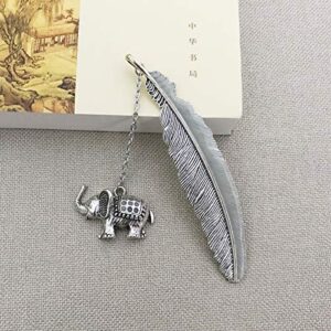 Luminous Bookmarks for Book Lovers 3D Feather Metal Feather Book Marks for Women Glow in The Dark Bookmarks (Elephant)