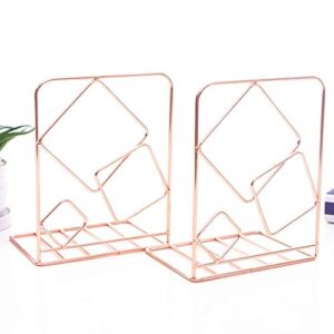 sipliv creative minimalist style bookends metal adjustable books holder stand book rack desk bookend – cude, rose gold