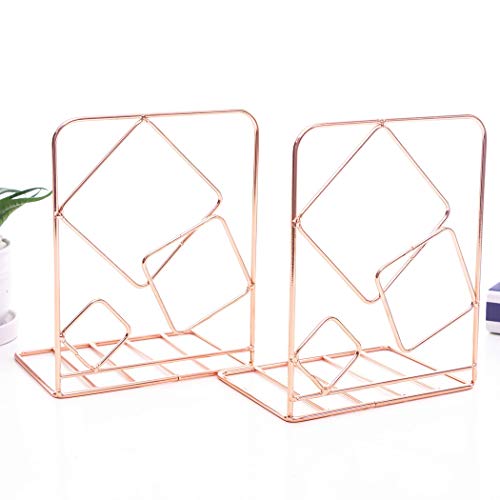 SIPLIV Creative Minimalist Style Bookends Metal Adjustable Books Holder Stand Book Rack Desk Bookend - Cude, Rose Gold