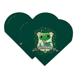 harry potter chibi slytherin crest heart faux leather bookmark – set of 2