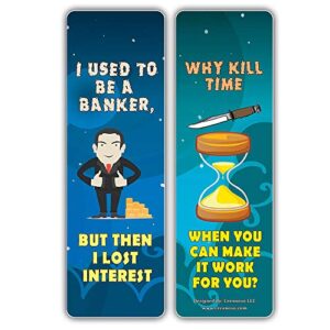 Creanoso Motivational One Liners Jokes Bookmarks Series 1 (30-Pack) – Six Assorted Quality Bookmarker Cards Set – Premium Gift Token Giveaways for Men, Women, Adults – Book Page Clip